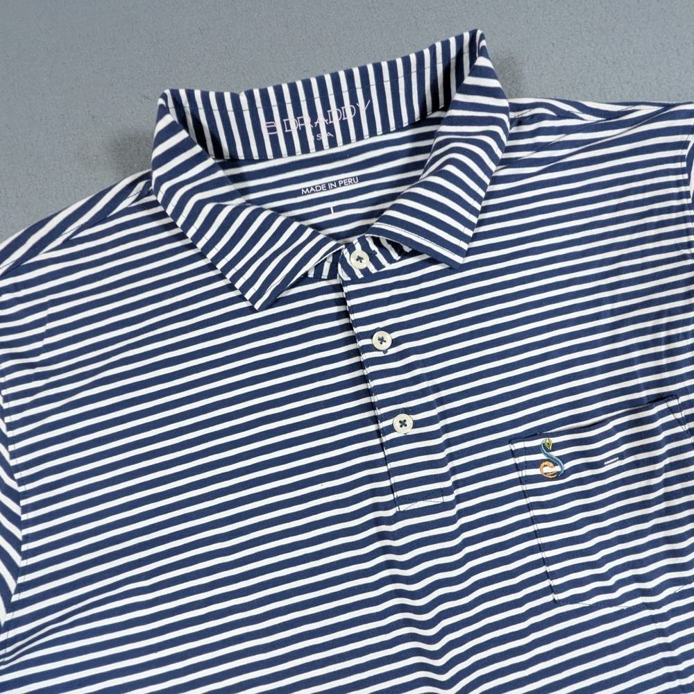 B. Draddy Polo Shirt Mens Large Size Large Striped Short Sleeve Golf Pocket
